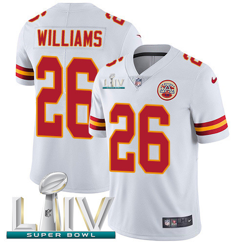 Personalized Chiefs #26 Damien Williams White Super Bowl LIV 2020 Men’s Stitched NFL Untouchable Limited Jersey