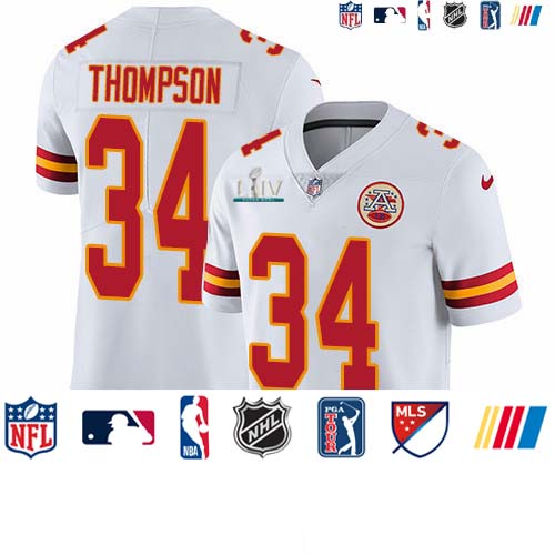 Personalized Chiefs #34 Darwin Thompson White Super Bowl LIV 2020 Men’s Stitched NFL Untouchable Limited Jersey