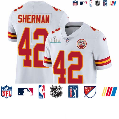 Personalized Chiefs #42 Anthony Sherman White Super Bowl LIV 2020 Men’s Stitched NFL Untouchable Limited Jersey