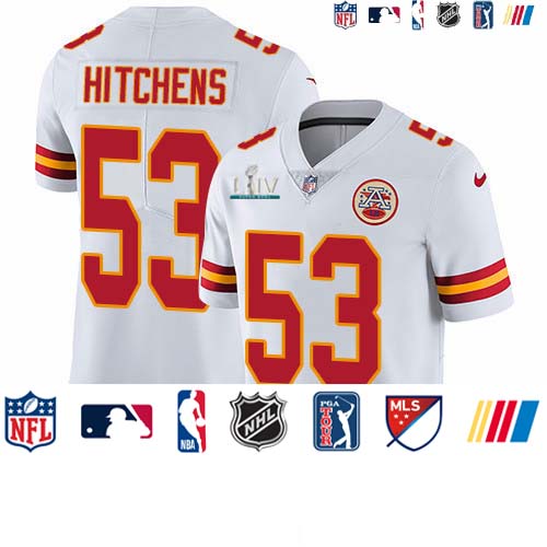 Personalized Chiefs #53 Anthony Hitchens White Super Bowl LIV 2020 Men’s Stitched NFL Untouchable Limited Jersey