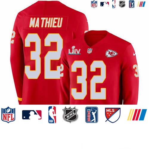 Personalized Chiefs #32 Tyrann Mathieu Red Super Bowl LIV 2020 Team Color Men’s Stitched NFL Limited Therma Long Sleeve Jersey
