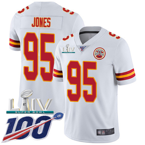Personalized Chiefs #95 Chris Jones White Super Bowl LIV 2020 Men’s Stitched NFL 100th Season Untouchable Limited Jersey