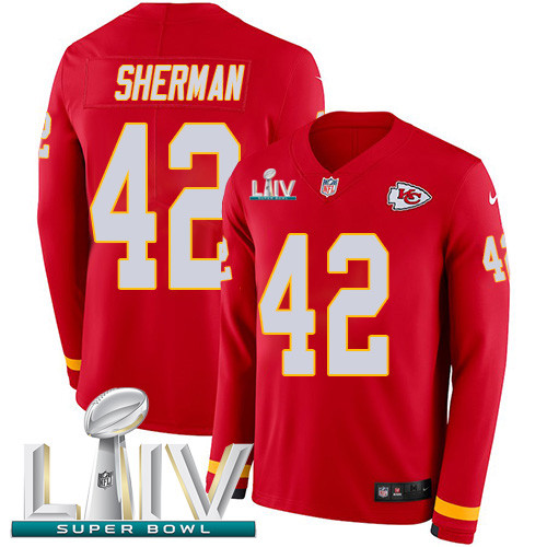 Personalized Chiefs #42 Anthony Sherman Red Super Bowl LIV 2020 Team Color Men’s Stitched NFL Limited Therma Long Sleeve Jersey