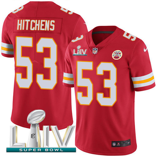 Personalized Chiefs #53 Anthony Hitchens Red Super Bowl LIV 2020 Team Color Men’s Stitched NFL Untouchable Limited Jersey