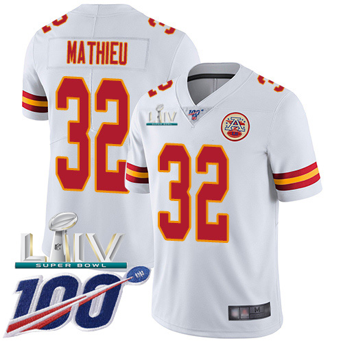 Personalized Chiefs #32 Tyrann Mathieu White Super Bowl LIV 2020 Men’s Stitched NFL 100th Season Untouchable Limited Jersey