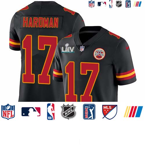 Personalized Chiefs #17 Mecole Hardman Black Super Bowl LIV 2020 Men’s Stitched NFL Limited Rush Jersey