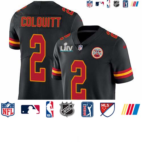 Personalized Chiefs #2 Dustin Colquitt Black Super Bowl LIV 2020 Men’s Stitched NFL Limited Rush Jersey