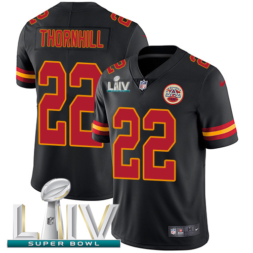 Personalized Chiefs #22 Juan Thornhill Black Super Bowl LIV 2020 Men’s Stitched NFL Limited Rush Jersey
