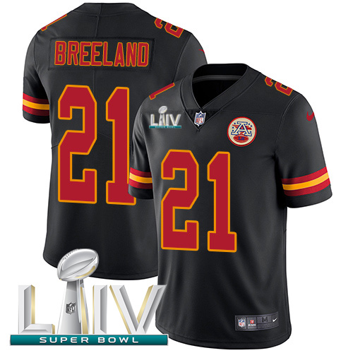 Personalized Chiefs #21 Bashaud Breeland Black Super Bowl LIV 2020 Men’s Stitched NFL Limited Rush Jersey