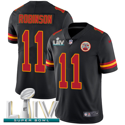 Personalized Chiefs #11 Demarcus Robinson Black Super Bowl LIV 2020 Men’s Stitched NFL Limited Rush Jersey