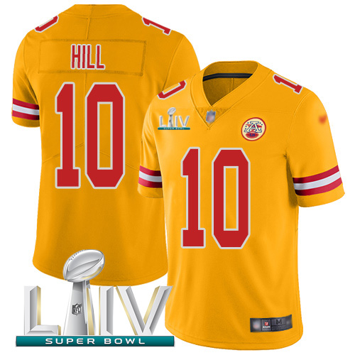 Personalized Chiefs #10 Tyreek Hill Gold Super Bowl LIV 2020 Men’s Stitched NFL Limited Inverted Legend Jersey