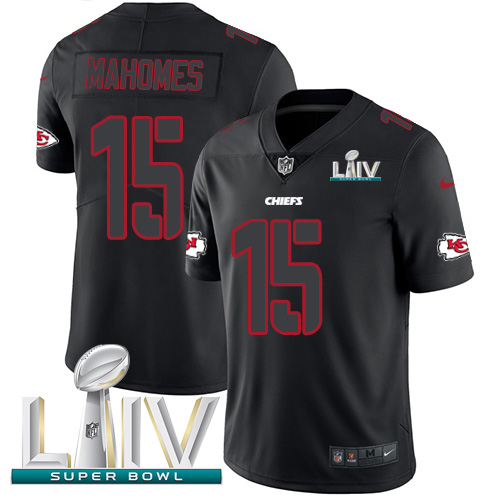 Personalized Chiefs #15 Patrick Mahomes Black Super Bowl LIV 2020 Men’s Stitched NFL Limited Rush Impact Jersey