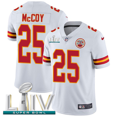 Personalized Chiefs #25 LeSean McCoy White Super Bowl LIV 2020 Men’s Stitched NFL Untouchable Limited Jersey