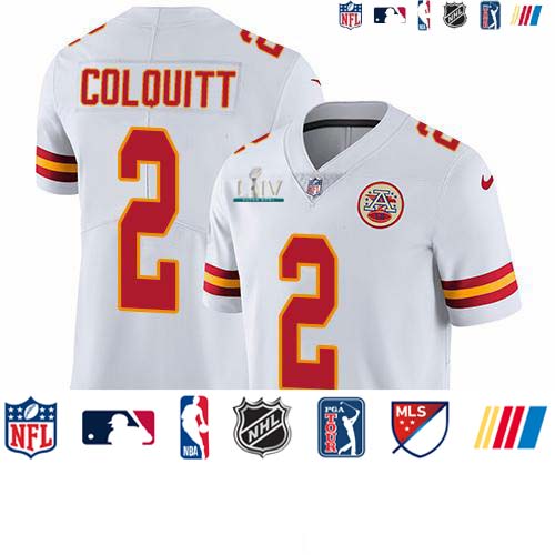 Personalized Chiefs #2 Dustin Colquitt White Super Bowl LIV 2020 Men’s Stitched NFL Untouchable Limited Jersey