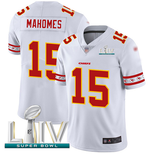 Personalized Chiefs #15 Patrick Mahomes White Super Bowl LIV 2020 Men’s Stitched NFL Limited Team Logo Fashion Jersey