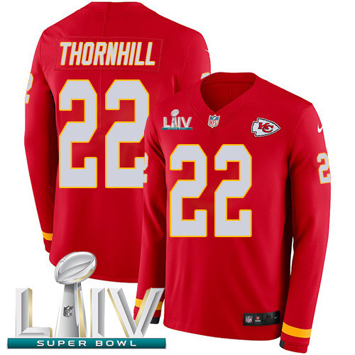 Personalized Chiefs #22 Juan Thornhill Red Super Bowl LIV 2020 Team Color Men’s Stitched NFL Limited Therma Long Sleeve Jersey