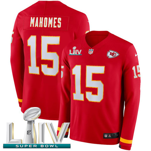 Personalized Chiefs #15 Patrick Mahomes Red Super Bowl LIV 2020 Team Color Men’s Stitched NFL Limited Therma Long Sleeve Jersey