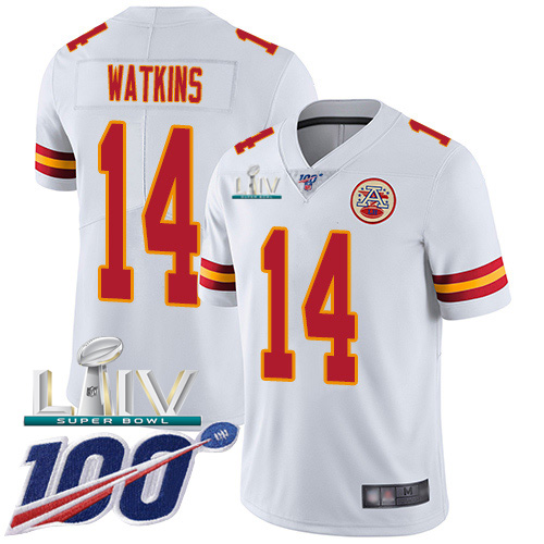 Personalized Chiefs #14 Sammy Watkins White Super Bowl LIV 2020 Men’s Stitched NFL 100th Season Untouchable Limited Jersey