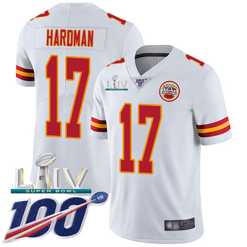 Personalized Chiefs #17 Mecole Hardman White Super Bowl LIV 2020 Men’s Stitched NFL 100th Season Untouchable Limited Jersey