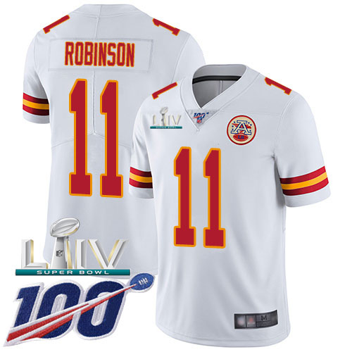 Personalized Chiefs #11 Demarcus Robinson White Super Bowl LIV 2020 Men’s Stitched NFL 100th Season Untouchable Limited Jersey