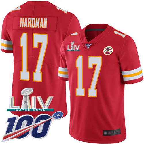 Personalized Chiefs #17 Mecole Hardman Red Super Bowl LIV 2020 Team Color Men’s Stitched NFL 100th Season Untouchable Limited Jersey