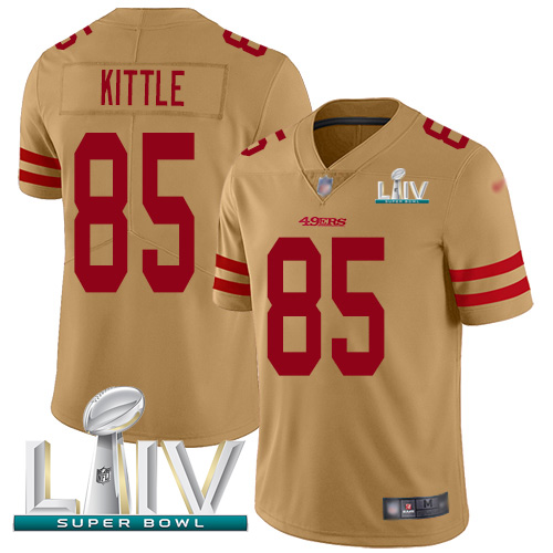Personalized 49ers #85 George Kittle Gold Super Bowl LIV 2020 Men’s Stitched NFL Limited Inverted Legend Jersey