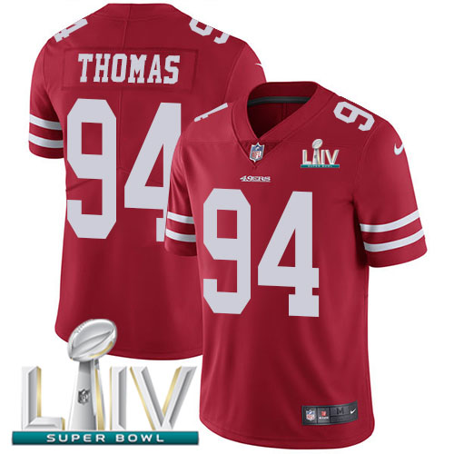 Personalized 49ers #94 Solomon Thomas Red Super Bowl LIV 2020 Team Color Men’s Stitched NFL Untouchable Limited Jersey