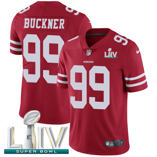 Personalized 49ers #99 DeForest Buckner Red Super Bowl LIV 2020 Team Color Men’s Stitched NFL Untouchable Limited Jersey