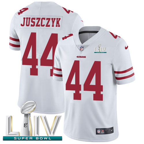 Personalized 49ers #44 Kyle Juszczyk White Super Bowl LIV 2020 Men’s Stitched NFL Untouchable Limited Jersey