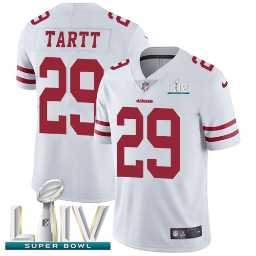 Personalized 49ers #29 Jaquiski Tartt White Super Bowl LIV 2020 Men’s Stitched NFL Untouchable Limited Jersey