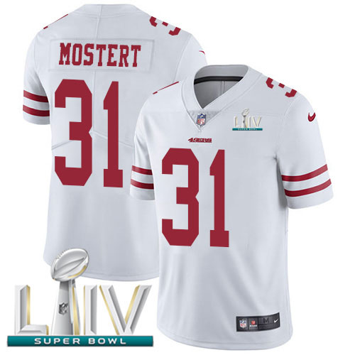 Personalized 49ers #31 Raheem Mostert White Super Bowl LIV 2020 Men’s Stitched NFL Untouchable Limited Jersey