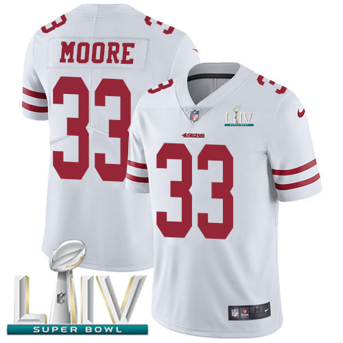 Personalized 49ers #33 Tarvarius Moore White Super Bowl LIV 2020 Men’s Stitched NFL Untouchable Limited Jersey