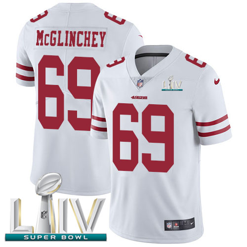 Personalized 49ers #69 Mike McGlinchey White Super Bowl LIV 2020 Men’s Stitched NFL Untouchable Limited Jersey
