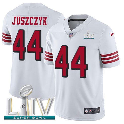 Personalized 49ers #44 Kyle Juszczyk White Super Bowl LIV 2020 Rush Men’s Stitched NFL Untouchable Limited Jersey