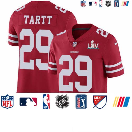 Personalized 49ers #29 Jaquiski Tartt Red Super Bowl LIV 2020 Team Color Men’s Stitched NFL Untouchable Limited Jersey