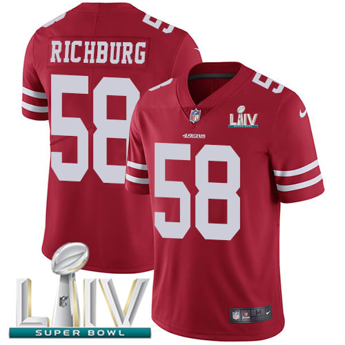 Personalized 49ers #58 Weston Richburg Red Super Bowl LIV 2020 Team Color Men’s Stitched NFL Untouchable Limited Jersey