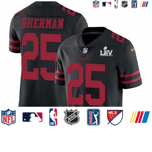 Personalized 49ers #25 Richard Sherman Black Super Bowl LIV 2020 Alternate Men’s Stitched NFL Untouchable Limited Jersey