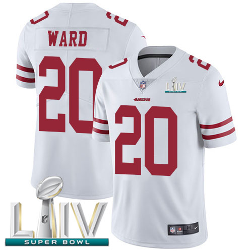 Personalized 49ers #20 Jimmie Ward White Super Bowl LIV 2020 Men’s Stitched NFL Untouchable Limited Jersey
