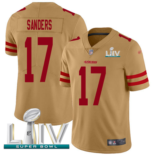 Personalized 49ers #17 Emmanuel Sanders Gold Super Bowl LIV 2020 Men’s Stitched NFL Limited Inverted Legend Jersey
