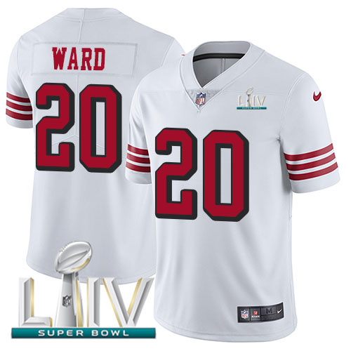 Personalized 49ers #20 Jimmie Ward White Super Bowl LIV 2020 Rush Men’s Stitched NFL Untouchable Limited Jersey