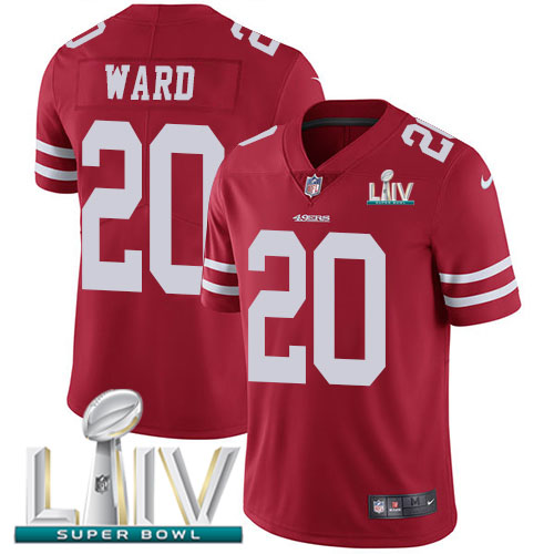 Personalized 49ers #20 Jimmie Ward Red Super Bowl LIV 2020 Team Color Men’s Stitched NFL Untouchable Limited Jersey
