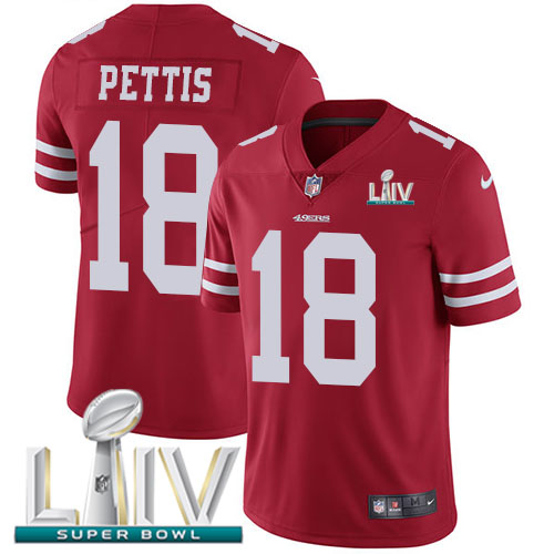 Personalized 49ers #18 Dante Pettis Red Super Bowl LIV 2020 Team Color Men’s Stitched NFL Untouchable Limited Jersey