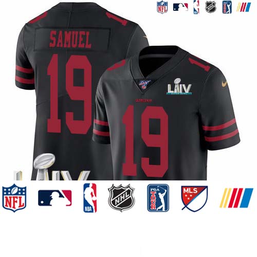 Personalized 49ers #19 Deebo Samuel Black Super Bowl LIV 2020 Alternate Men’s Stitched NFL 100th Season Limited Jersey