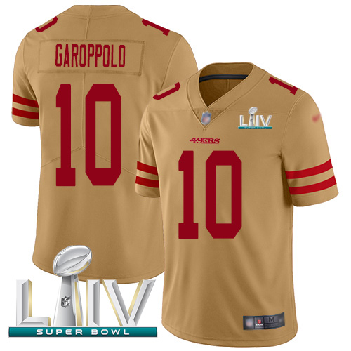 Personalized 49ers #10 Jimmy Garoppolo Gold Super Bowl LIV 2020 Men’s Stitched NFL Limited Inverted Legend Jersey