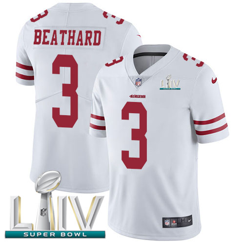 Personalized 49ers #3 C.J. Beathard White Super Bowl LIV 2020 Men’s Stitched NFL Untouchable Limited Jersey