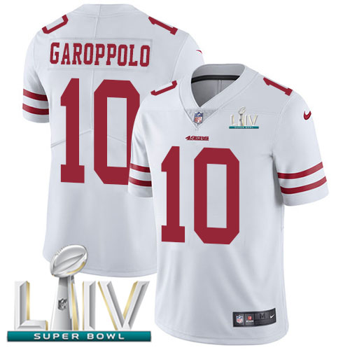 Personalized 49ers #10 Jimmy Garoppolo White Super Bowl LIV 2020 Men’s Stitched NFL Untouchable Limited Jersey