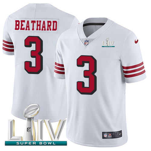 Personalized 49ers #3 C.J. Beathard White Super Bowl LIV 2020 Rush Men’s Stitched NFL Untouchable Limited Jersey