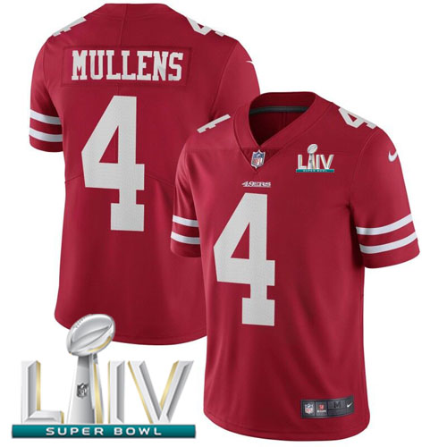 Personalized 49ers #4 Nick Mullens Red Super Bowl LIV 2020 Team Color Men’s Stitched NFL Untouchable Limited Jersey
