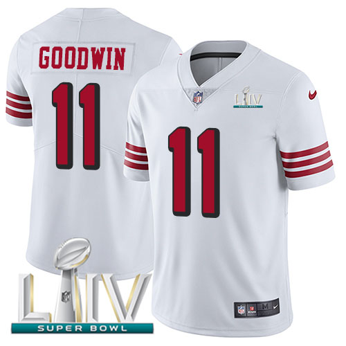 Personalized 49ers #11 Marquise Goodwin White Super Bowl LIV 2020 Rush Men’s Stitched NFL Untouchable Limited Jersey