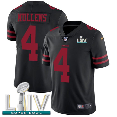 Personalized 49ers #4 Nick Mullens Black Super Bowl LIV 2020 Alternate Men’s Stitched NFL Untouchable Limited Jersey